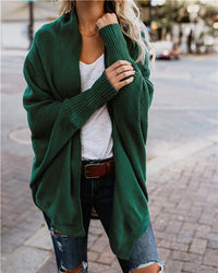 Open vest in oversized vleermuisbreisel