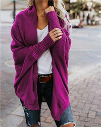 Open vest in oversized vleermuisbreisel